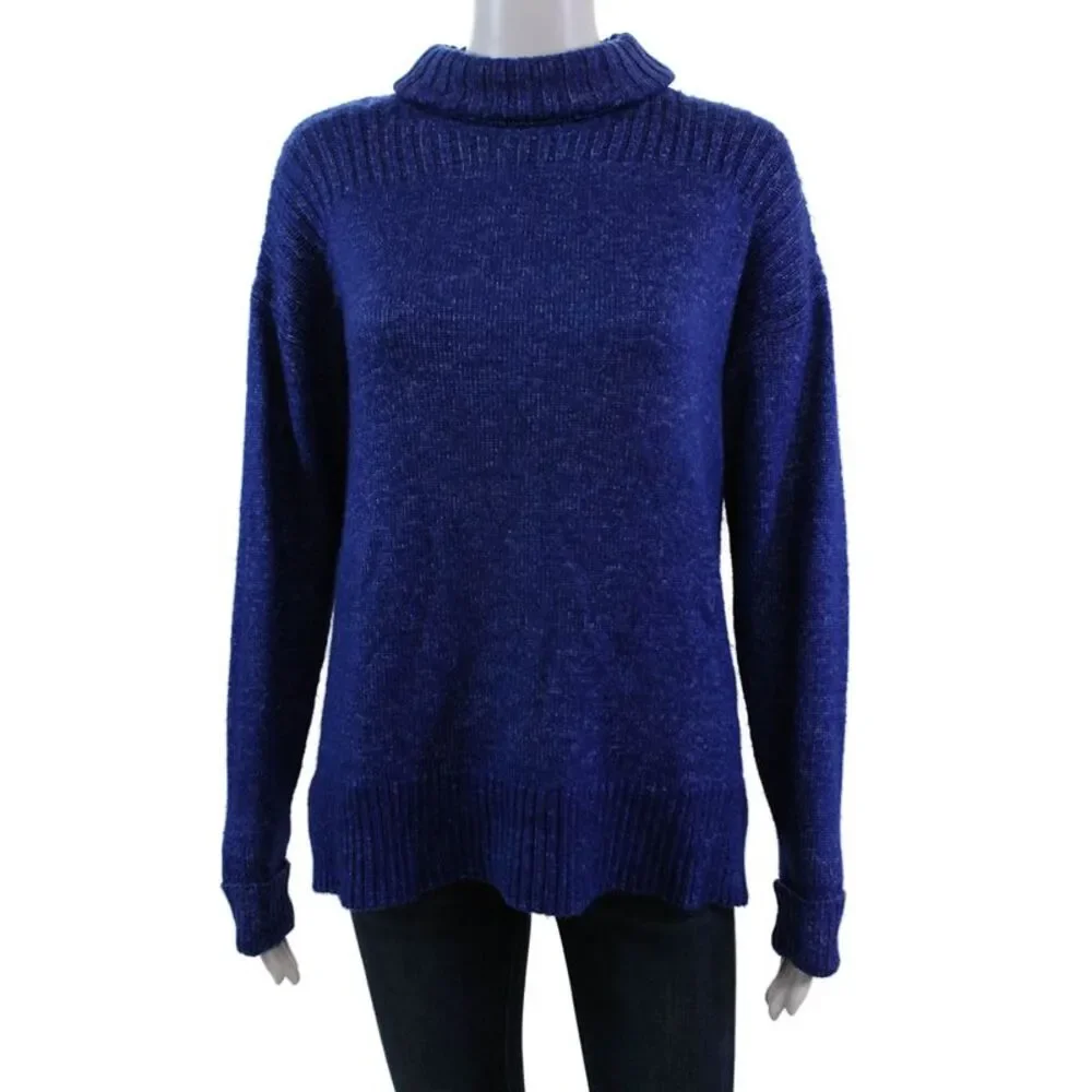 Renuar Womens Long Sleeves Turtleneck Sweater Lapis Blue Size Extra Large